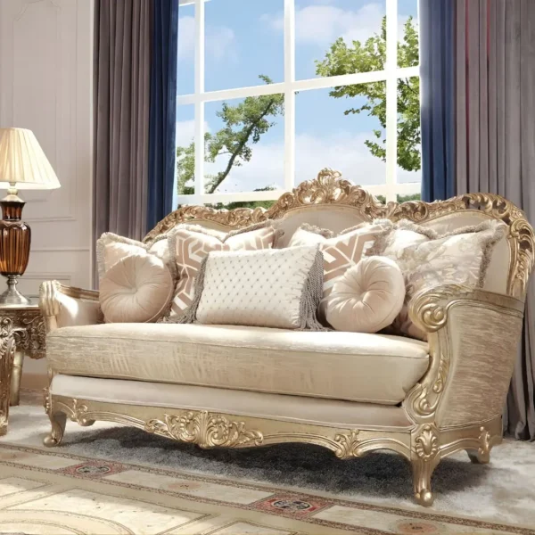 Metallic Gold & Belle Silver Victorian 3PCs Sofa Set HD-8925 By Homey Design - Image 2