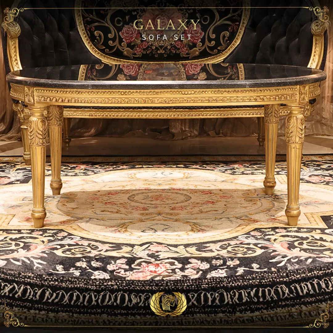 Handmade Gold Black Galaxy Coffee Table | Mobilia Cleopatra 3 Gold Black Galaxy set (2