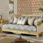 Metallic Bright Gold 3 PCs Sofa Set HD-2666 By Homey Design - Image 2