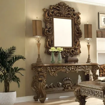 Met Ant Gold & Perfect Brown Console Table HD-8011 By Homey Design |