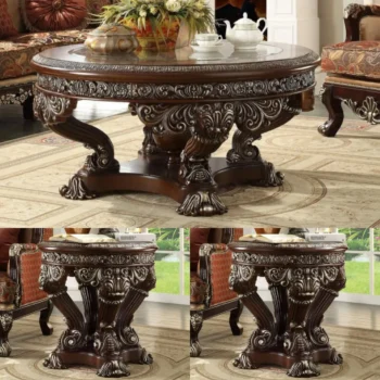 Metallic Silver Finish 3 PCs Coffee Table Set HD-8017 By Homey Design