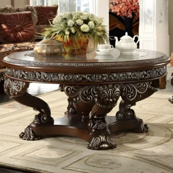 Metallic Silver Finish Victorian Coffee Table HD-8017 By Homey Design