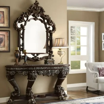 Silver Victorian Finish Console Table HD-8017 By Homey Design