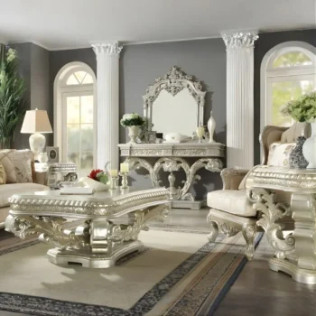 Metallic Silver 3PC Coffee Table Set HD-8088 By Homey Design