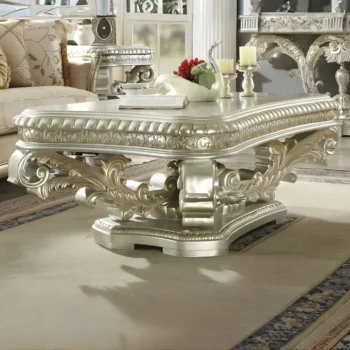 Metallic Silver Victorian Coffee Table HD-8088 By Homey Design