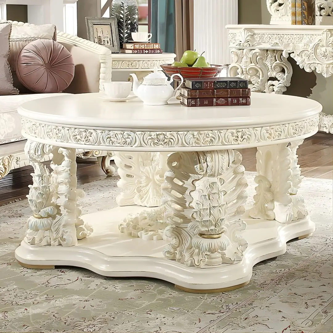 White Gloss Coffee Table Hd-8089 By Homey Design | Mobilia Cleopatra 3 White Gloss Coffee Table HD-8089 By Homey Design - Image 1