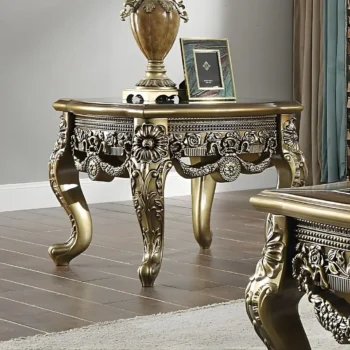 Perfect Brown with Metallic Antique Gold End Table HD-905 BR By Homey Design
