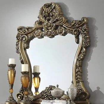 Perfect Brown with Metallic Gold Console Mirror 905 BR By Homey Design |