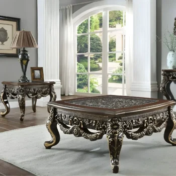 Perfect Brown with Metallic Antique Gold 3PCs Coffee Table Set HD-905 C By Homey Design