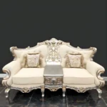 Metallic Silver with Gold Trim Finish French Salon Sofa HD-91633 By Homey Design - Image 2
