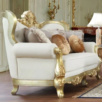 Metallic Gold Loveseat HD-93630 By Homey Design