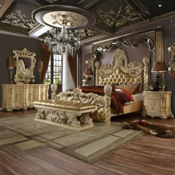 Pickle Frost & Antique Silver 4PC Eastern King Bedroom Set HD-7266 By Homey Design