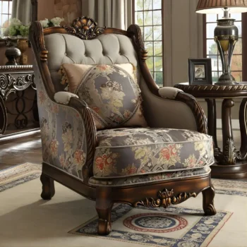 Luxury Beige Chenille Victorian Accent chair HD-1623 by Homey Design