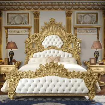 Metallic Gold Victorian California Bed HD-8086 By Homey Design