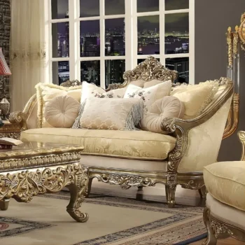 Metallic Bright Gold Loveseat HD-2626 By Homey Design