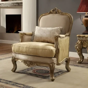 Metallic Bright Gold Victorian Chair HD-2626 By Homey Design