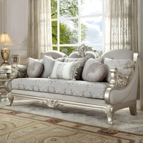 Metallic Silver Victorian 3PCs Sofa Set HD-2662 BY Homey Design - Image 2
