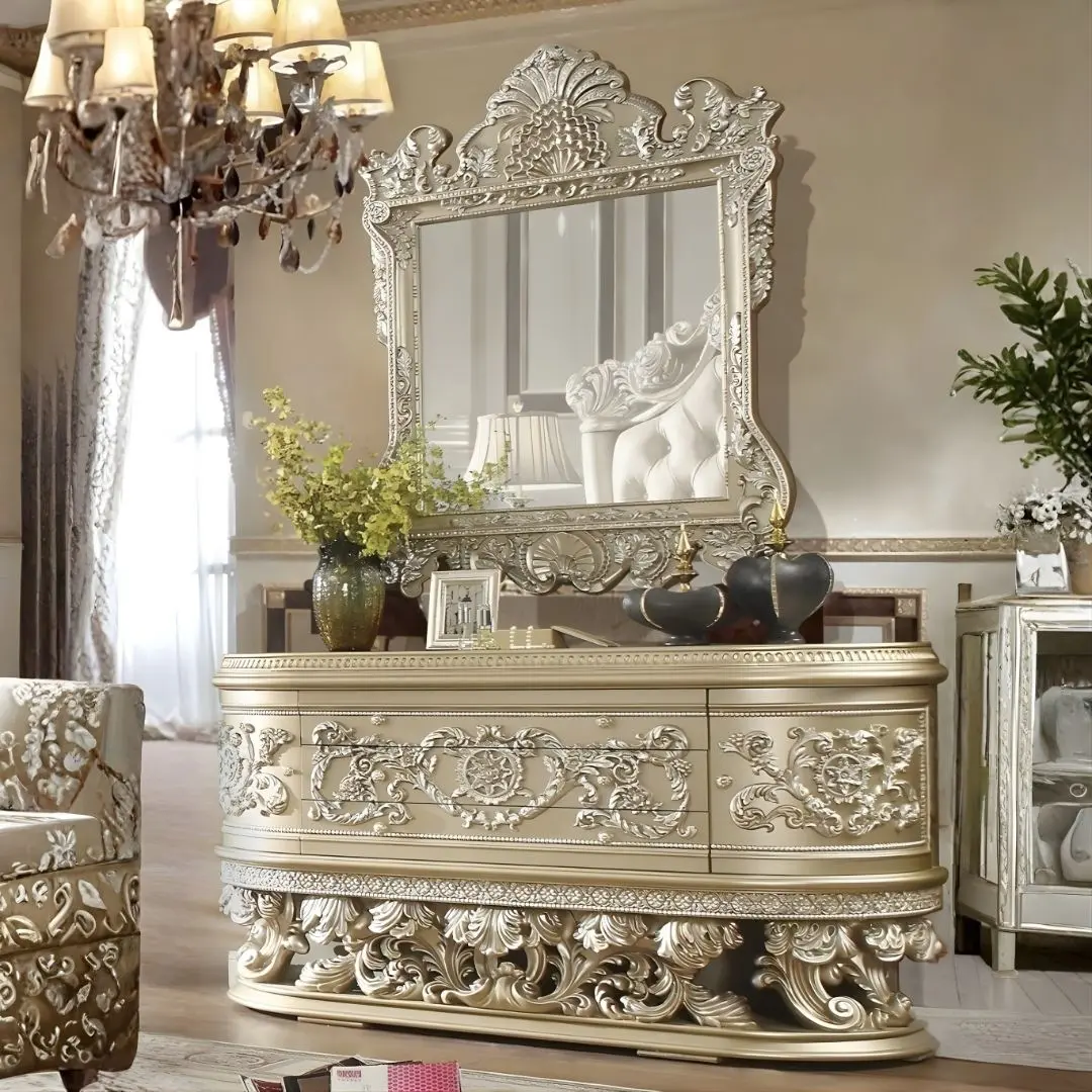 Belle Silver Dresser Hd-8022 By Homey Design | Mobilia Cleopatra 3 Belle Silver Dresser HD-8022 By Homey Design - Image 1