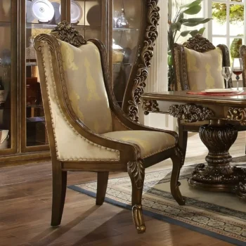 Met Ant Gold & Perfect Brown Victorian Side Chair Set of 2 HD-8011 By Homey Design