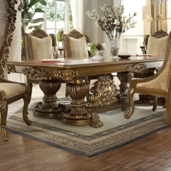 Met Ant Gold & Perfect Brown Dining Table HD-8011 By Homey Design