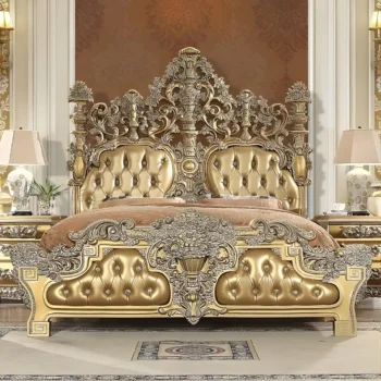 Metallic Gold Victorian California King Bed HD-8016 By Homey Design