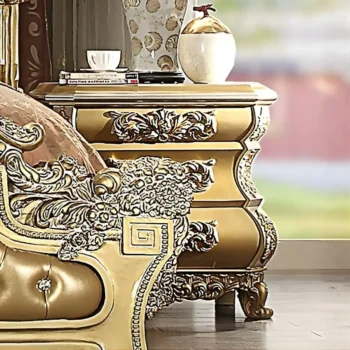 Metallic Bright Gold Finish Nightstand Traditional Homey Design HD-8016