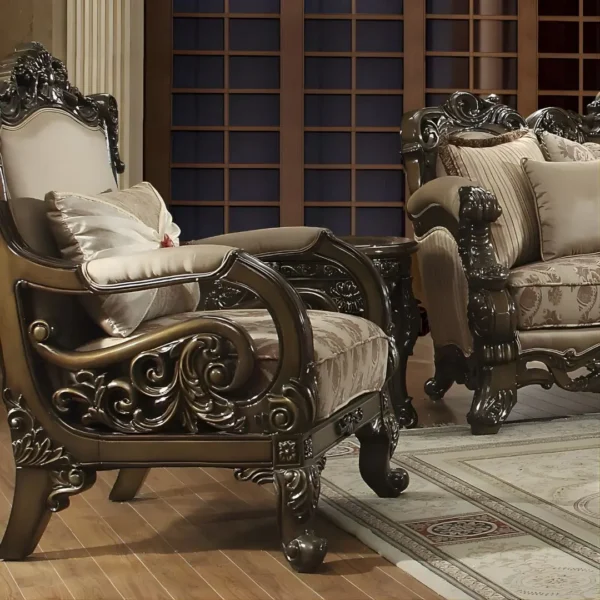 Victorian HD-2658 Homey Design Living Room 3Pc Sofa Set In Traditional Brown Cherry Finish - Image 4