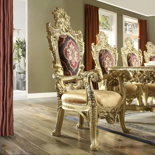 Metallic Bright Gold Victorian 7PC Dining Table Set HD-8086 By Homey Design - Image 3