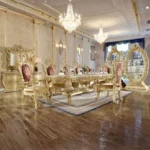 Metallic Bright Gold Dining Table HD-8086 By Homey Design - Image 2