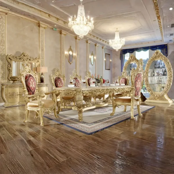 Metallic Bright Gold Dining Table HD-8086 By Homey Design - Image 2