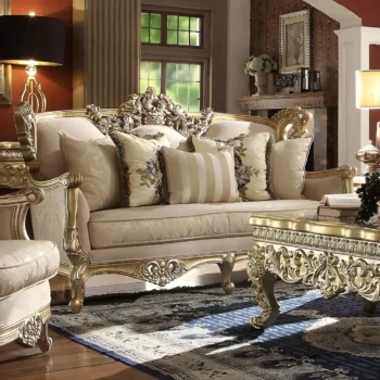 Metallic Bright Gold Loveseat HD-04 By Homey Design