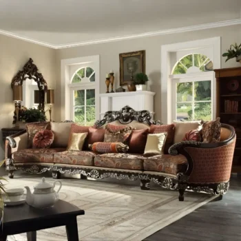 Homey Design HD-111 Sectional Sofa in Elegant Red Mahogany