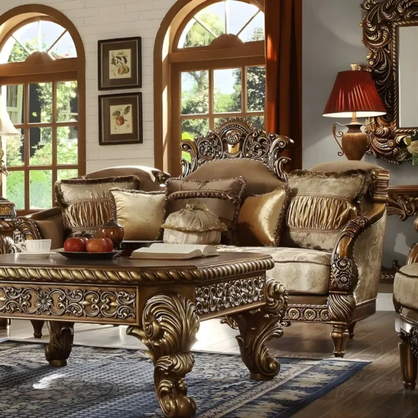 Metallic Antique Gold 3PC Sofa Set HD-610 By Homey Design - Image 4