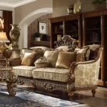 Metallic Antique Gold 3PC Sofa Set HD-610 By Homey Design - Image 3