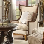 Antique Gold & Dark Oak Victorian 3PCs Sofa Set Traditional Homey Design HD-823 - Image 2