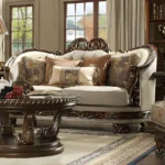Homey Design Hd-1623 Traditional 3Pc Living Room Sofa Set In Luxury Beige Chenille Victorian - Image 3