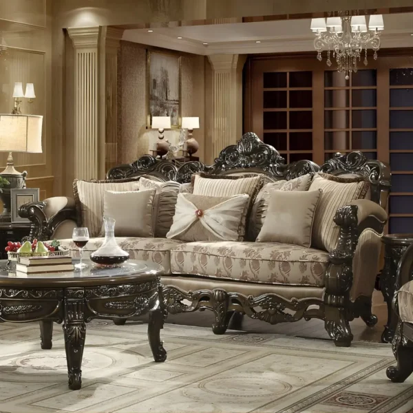 Victorian HD-2658 Homey Design Living Room 3Pc Sofa Set In Traditional Brown Cherry Finish - Image 3