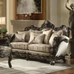 Victorian HD-2658 Homey Design Living Room 3Pc Sofa Set In Traditional Brown Cherry Finish - Image 2