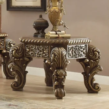 Met Ant Gold & Perfect Brown End Table HD-8011 By Homey Design