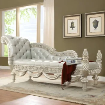 Metallic Silver Victorian  Bench HD-8088 By Homey Design
