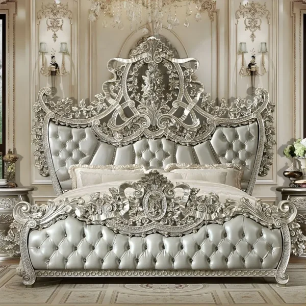 Metallic Silver 4PC Bedroom Set HD-8088 By Homey Design - Image 2