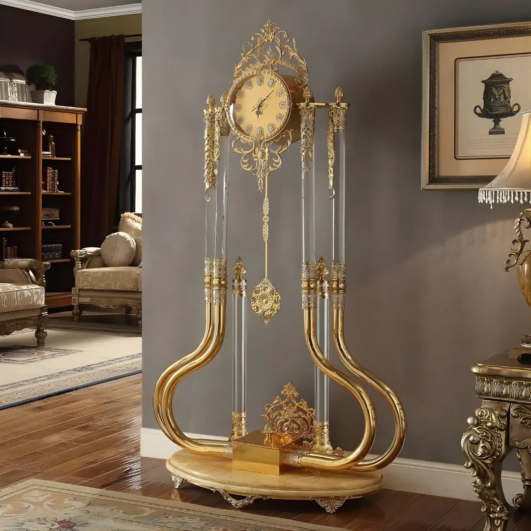 Victorian Gold Brass Clock Hd-8809 By Homey Design | Mobilia Cleopatra 3 Victorian Gold Brass Clock HD-8809 By Homey Design - Image 1