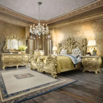 Metallic Gold Victorian HD-1801 4PCs Eastern King Bedroom Set By Homey Design