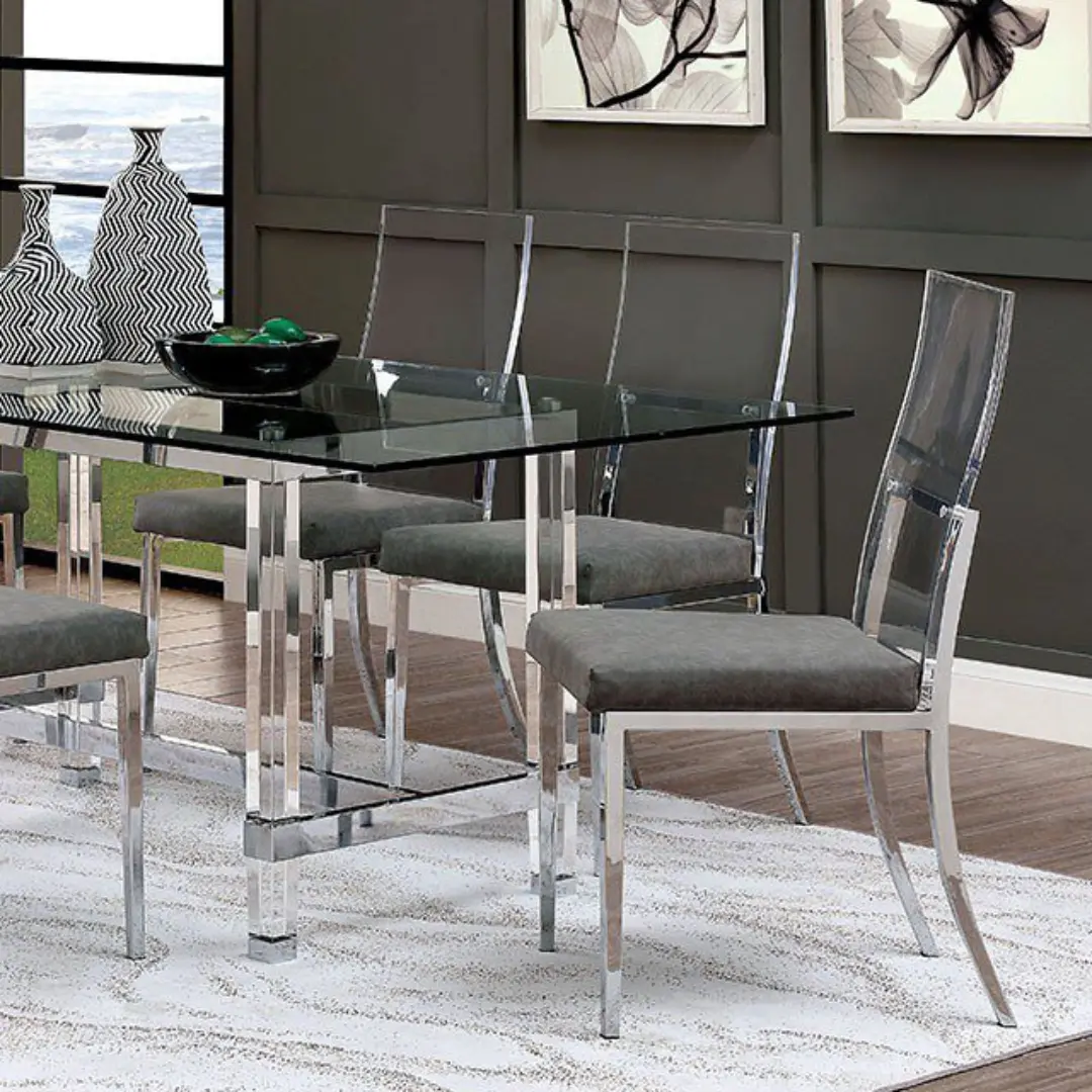 Casper 7 Pc Dining Table Set Contemporary By Furniture Of America | Mobilia Cleopatra 3 Casper Chrome Dining Table CM3654T-TABLE BY Furniture of America