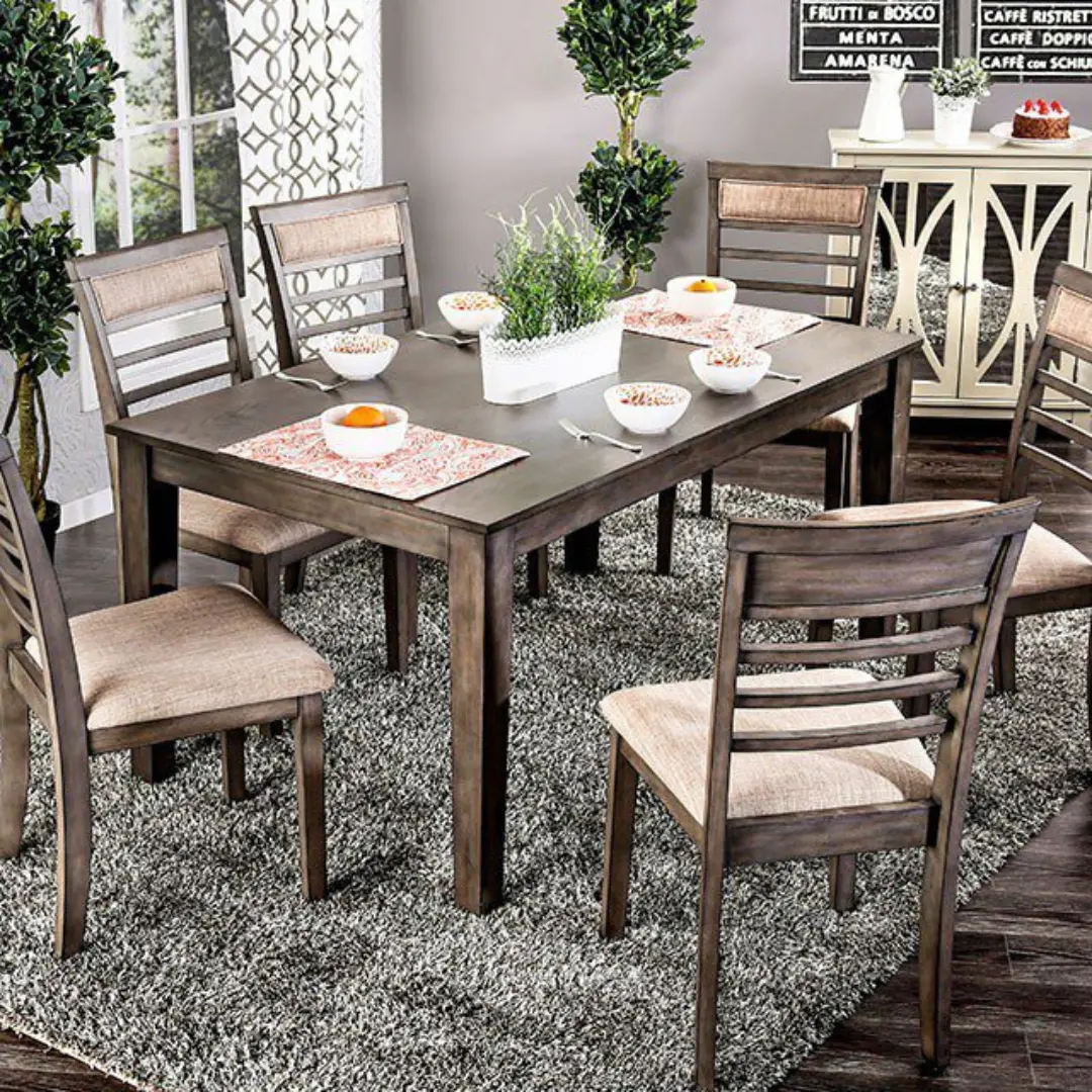 Taylah 7 Pc. Dining Table Set Cm3607T-7Pk By Furniture Of America | Mobilia Cleopatra 3 Taylah 7 PC. Dining Table Set CM3607T-7PK BY Furniture of America
