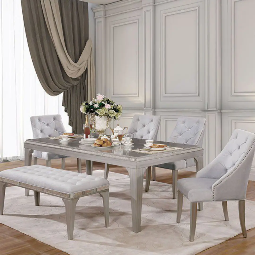 Diocles 6 Pc Dining Table Set W/ Bench Transitional By Furniture Of America | Mobilia Cleopatra 3 Diocles Dining Table CM3020T BY Furniture of America