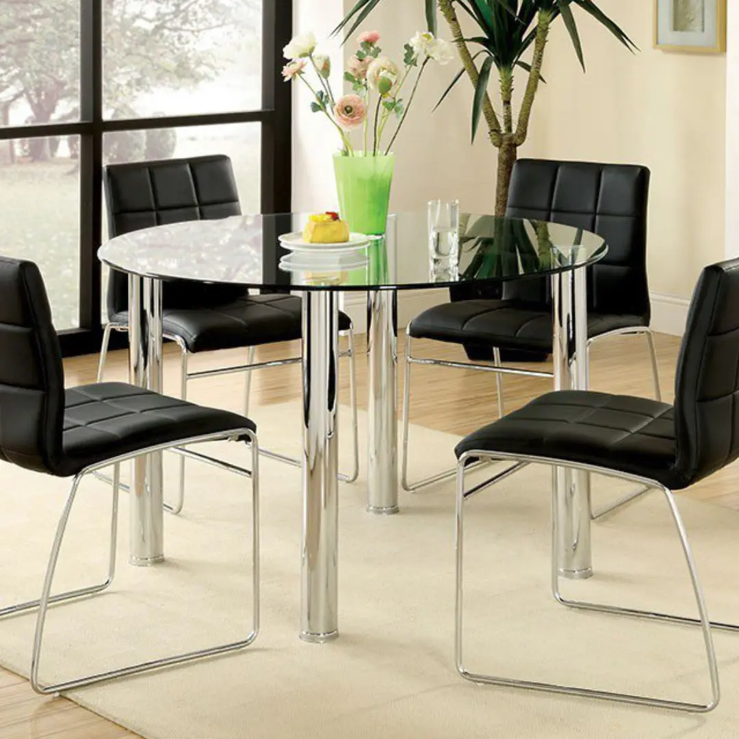 Kona Round Dining Table Cm8320T By Furniture Of America | Mobilia Cleopatra 3 Kona Round Dining Table CM8320T BY Furniture of America