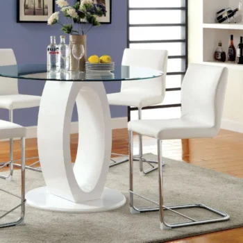 Lodia Round Counter Ht. Table CM3825WH-RPT BY Furniture of America