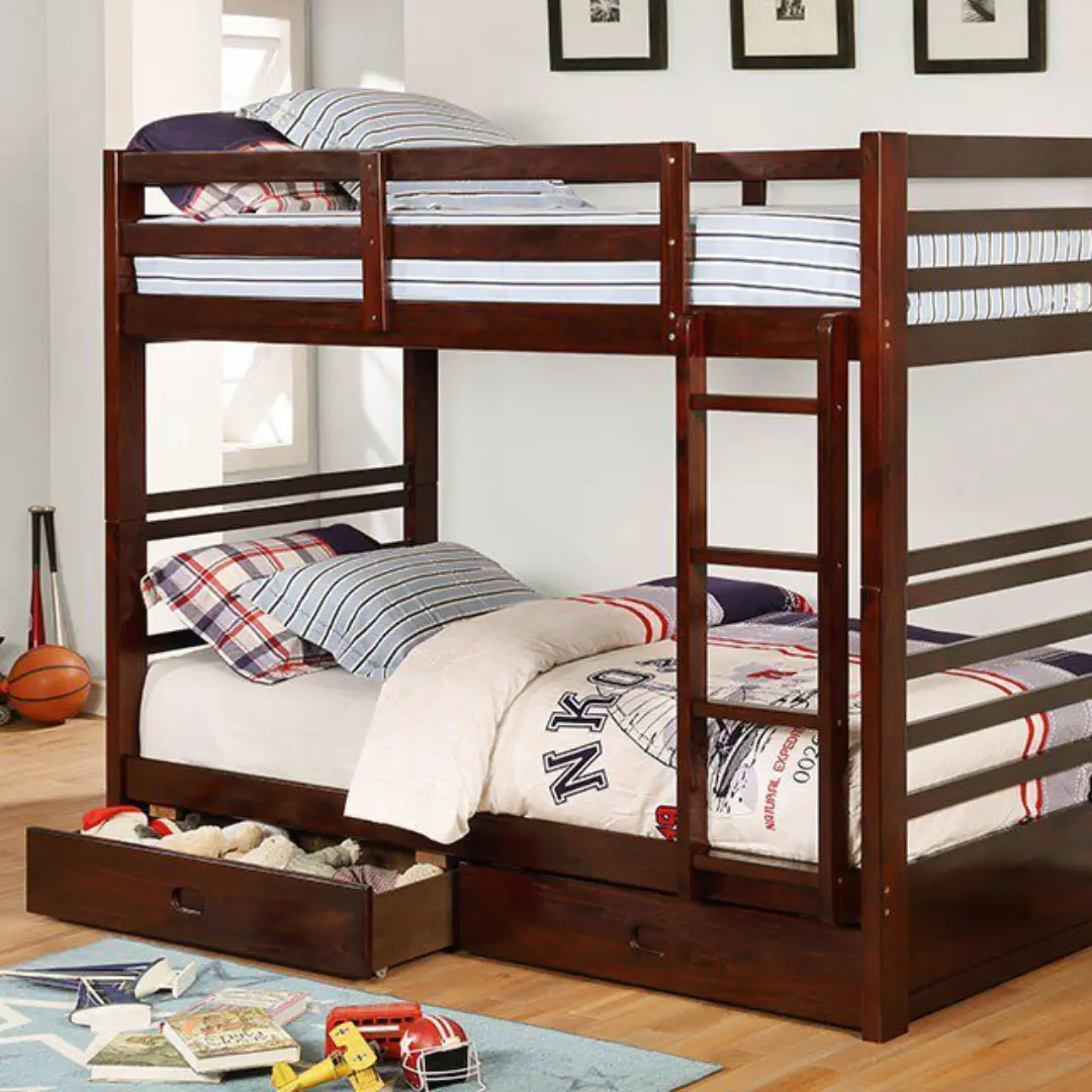 California Twin/Twin Bunk Bed Cm-Bk588T-Ex By Furniture Of America | Mobilia Cleopatra 3 California TwinTwin Bunk Bed CM-BK588T-EX BY Furniture of America