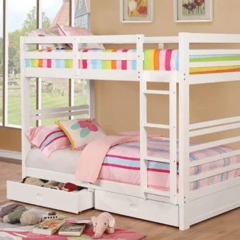 California TwinTwin Bunk Bed CM-BK588T-WH BY Furniture of America